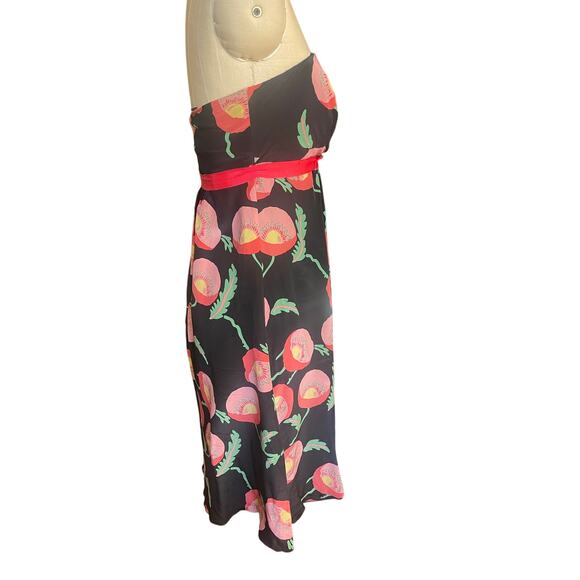 Y2K ANNA SUI for Anthropologie Strapless Floral Silk Dress Size 6 - Picture 2 of 6